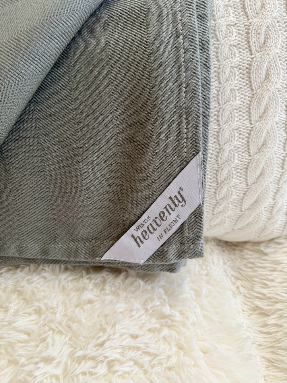 Westin Heavenly In Flight Blanket or Throw in Herringbone - Sage Green